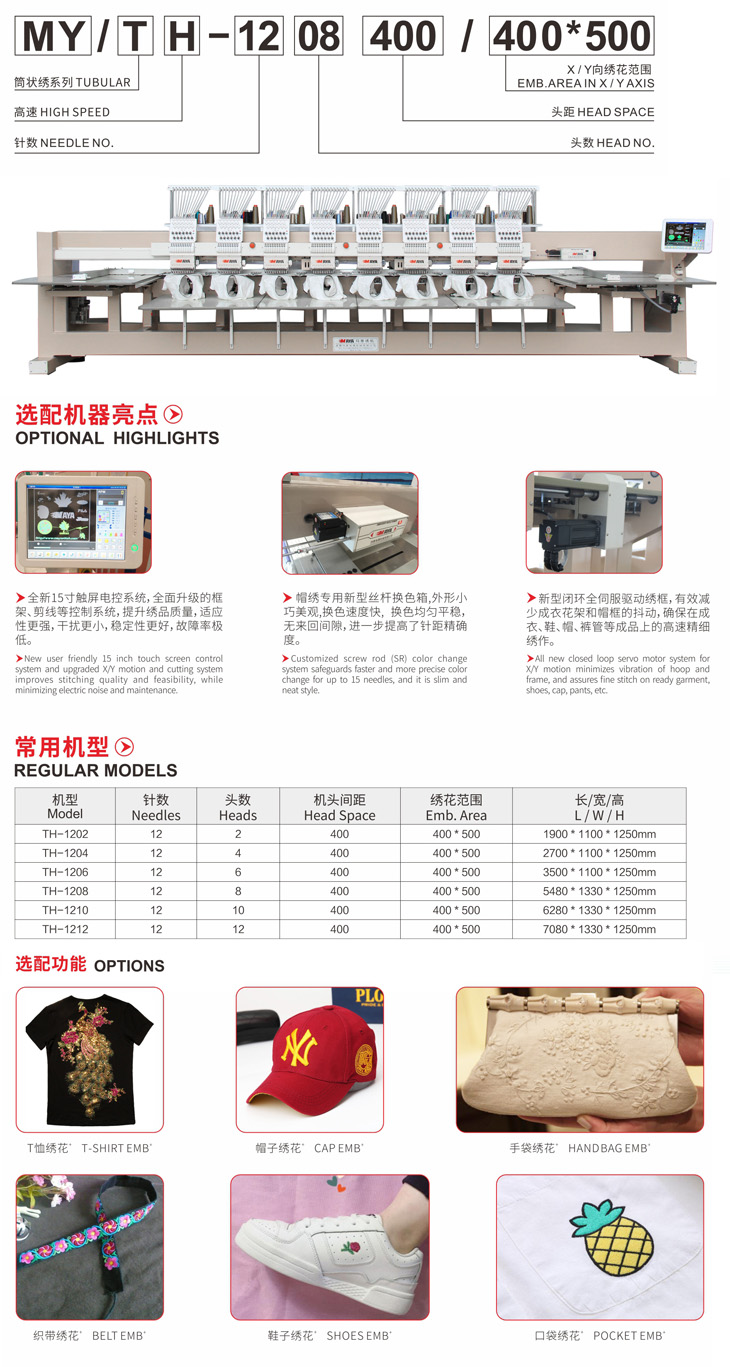 TH系列高速筒狀繡多功能電腦繡花機(圖1)